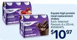 Walmart Equate high protein meal replacement shakes offer