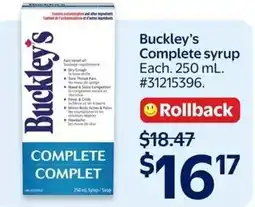 Walmart Buckley's complete syrup offer