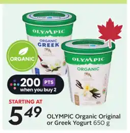 Sobeys Organic Original or Greek Yogurt offer