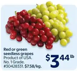 Walmart Red or green seedless grapes offer