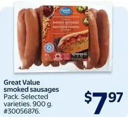 Walmart Great Value smoked sausages offer