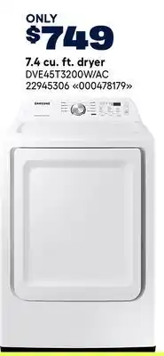 RONA SAMSUNG 7.4 cu. ft. dryer offer