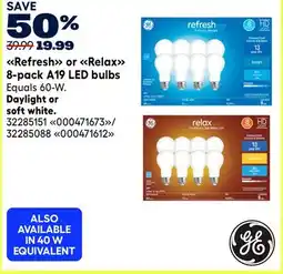 RONA Refresh or Relax 8-pack A19 LED bulbs offer