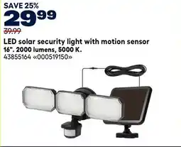 RONA VALU+ LED solar security light with motion sensor 16. 2000 lumens, 5000 K offer