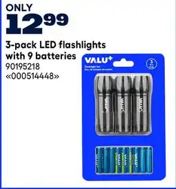 RONA VALU+ 3-pack LED flashlights with 9 batteries offer
