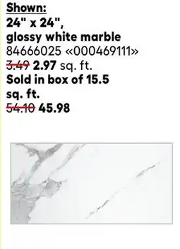 RONA MONO SERRA Cava Carrara tiles, 24 x 24, glossy white marble offer