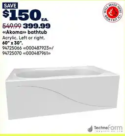 RONA Akoma bathtub offer