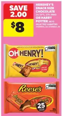Real Canadian Superstore HERSHEY'S SNACK SIZE CHOCOLATE 25/35'S, 375-390G OR HARRY POTTER, 267G offer
