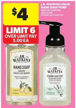 Real Canadian Superstore J.R. WATKINS LIQUID HAND SOAP PUMP, 266/325 ML offer