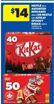 Real Canadian Superstore NESTLÉ, 50'S ASSORTED MINI BARS 485 G OR NESTLÉ, 40'S KITKAT SPOOKY BREAK, 328 G offer