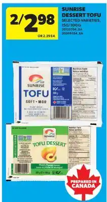 Real Canadian Superstore SUNRISE DESSERT TOFU, 150/300 G offer