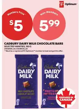 Real Canadian Superstore CADBURY DAIRY MILK CHOCOLATE BARS offer