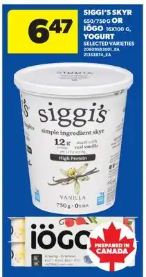 Real Canadian Superstore SIGGI'S SKYR, 650/750 G OR IÖGO, 16X100 G YOGURT offer