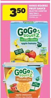 Real Canadian Superstore GOGO SQUEEZ FRUIT SAUCE, 360/388 G offer