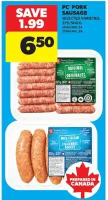 Real Canadian Superstore PC PORK SAUSAGE, 375/500 G offer