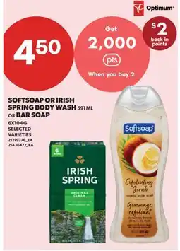 Real Canadian Superstore SOFTSOAP OR IRISH SPRING BODY WASH 591 ML OR BAR SOAP offer
