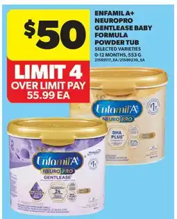 Real Canadian Superstore ENFAMIL A+ NEUROPRO GENTLEASE BABY FORMULA POWDER TUB, 0-12 MONTHS, 553 G offer