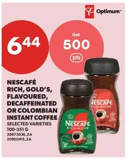 Real Canadian Superstore NESCAFÉ RICH, GOLD'S, FLAVOURED, DECAFFEINATED OR COLOMBIAN INSTANT COFFEE offer