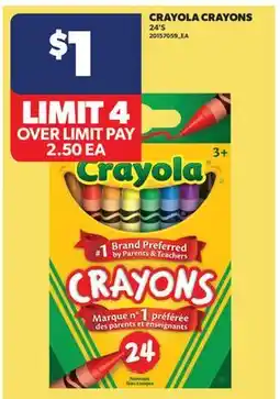 Real Canadian Superstore CRAYOLA CRAYONS, 24'S offer