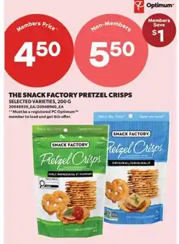 Real Canadian Superstore THE SNACK FACTORY PRETZEL CRISPS offer