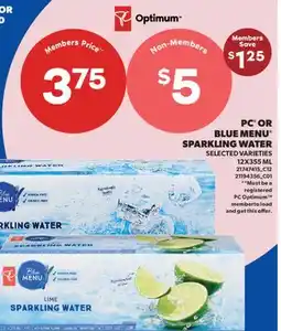 Real Canadian Superstore PC OR BLUE MENU SPARKLING WATER offer