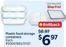 Walmart Lock&Lock Starfrit plastic food storage containers offer