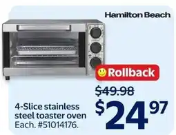 Walmart Hamilton Beach 4-Slice stainless steel toaster oven offer