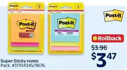 Walmart Post-it super sticky notes offer