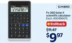 Walmart Casio fx-260 solar ii scientific calculator offer