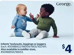 Walmart George infants' bodysuits, leggings or joggers offer