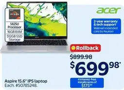 Walmart Acer Aspire 15.6" IPS laptop offer