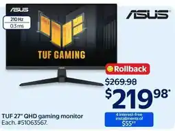 Walmart Asus tuf 27 qhd gaming monitor offer