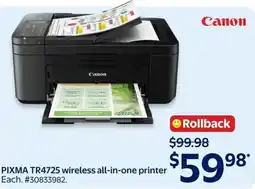 Walmart Canon PIXMA TR4725 wireless all-in-one printer offer