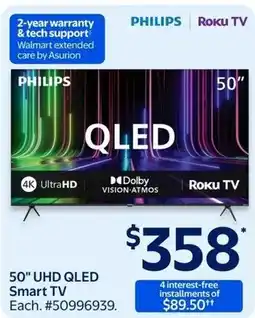 Walmart Philips 50" UHD QLED Smart TV offer
