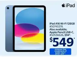 Walmart iPad iPad A16 Wi-Fi 128GB offer