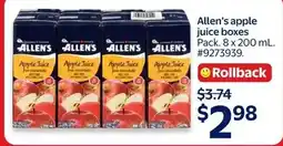 Walmart Allen's apple juice boxes offer