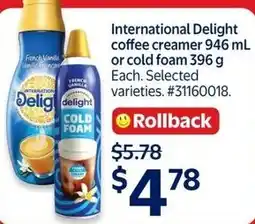 Walmart International Delight coffee creamer offer