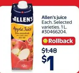 Walmart Allen's apple juice offer