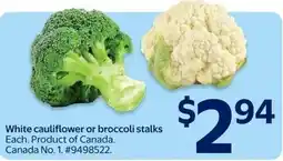 Walmart White cauliflower or broccoli stalks offer