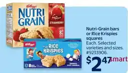 Walmart Kellogg's Nutri-Grain bars or Rice Krispies squares offer