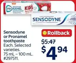 Walmart Sensodyne or Pronamel toothpaste offer