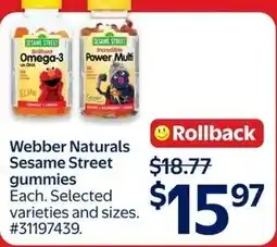 Walmart Webber Naturals Sesame Street gummies offer