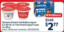 Walmart Danone Danino drinkable yogurt offer