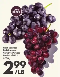 Longo's Fresh Seedless Red Grapes or Gum Drop Grapes offer