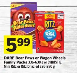 Foodland DARE Bear Paws or Wagon Wheels Family Packs or CHRISTIE Mini Ritz or Ritz Drizzled offer
