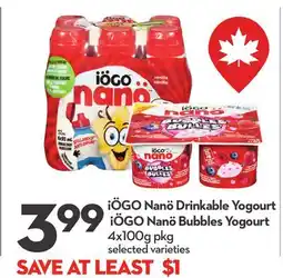 Longo's iÖGO Nanö Drinkable Yogourt iÖGO Nanö Bubbles Yogourt offer