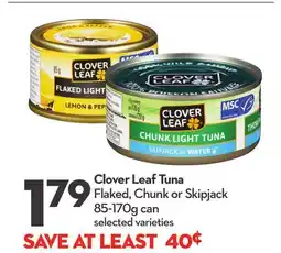 Longo's Clover Leaf Tuna Flaked, Chunk or Skipjack offer