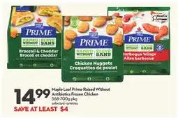 Longo's Maple Leaf Prime Raised Without Antibiotics Frozen Chicken offer