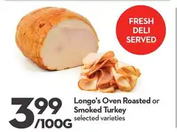 Longo's Longo's Oven Roasted or Smoked Turkey offer