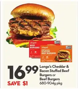 Longo's Longo's Cheddar & Bacon Stuffed Beef Burgers or Beef Burgers offer